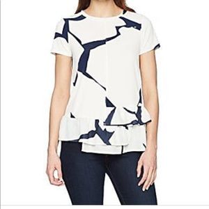Ivanka Women's White Cap Sleeve Printed Blouse